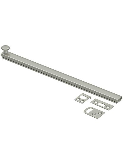 12 inch Contemporary Surface Bolt in Satin Nickel.